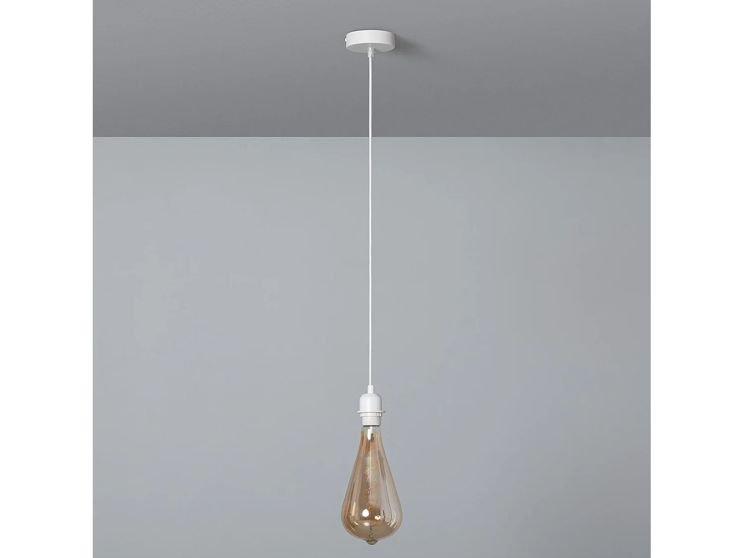 Lámpara Colgante con Cable Textil Blanco Blanco