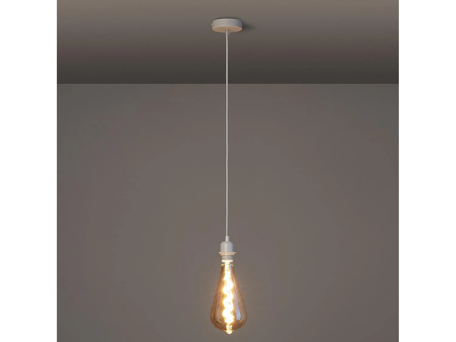 Lámpara Colgante con Cable Textil Blanco Blanco