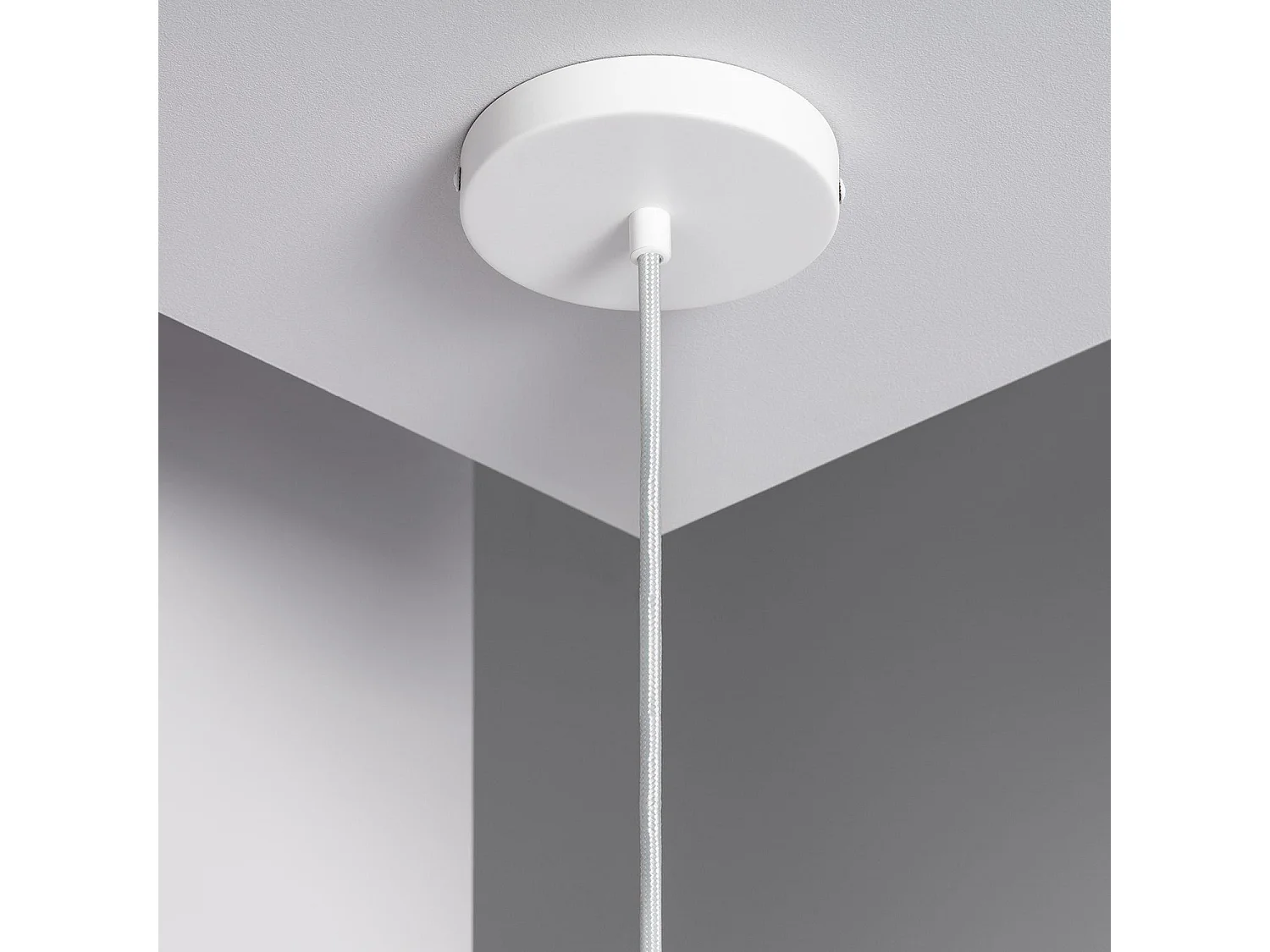 Lámpara Colgante con Cable Textil Blanco Blanco