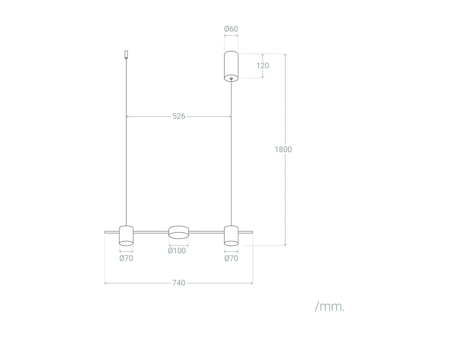 Suspension Linéaire LED 18W Metal Kurna Noir mat