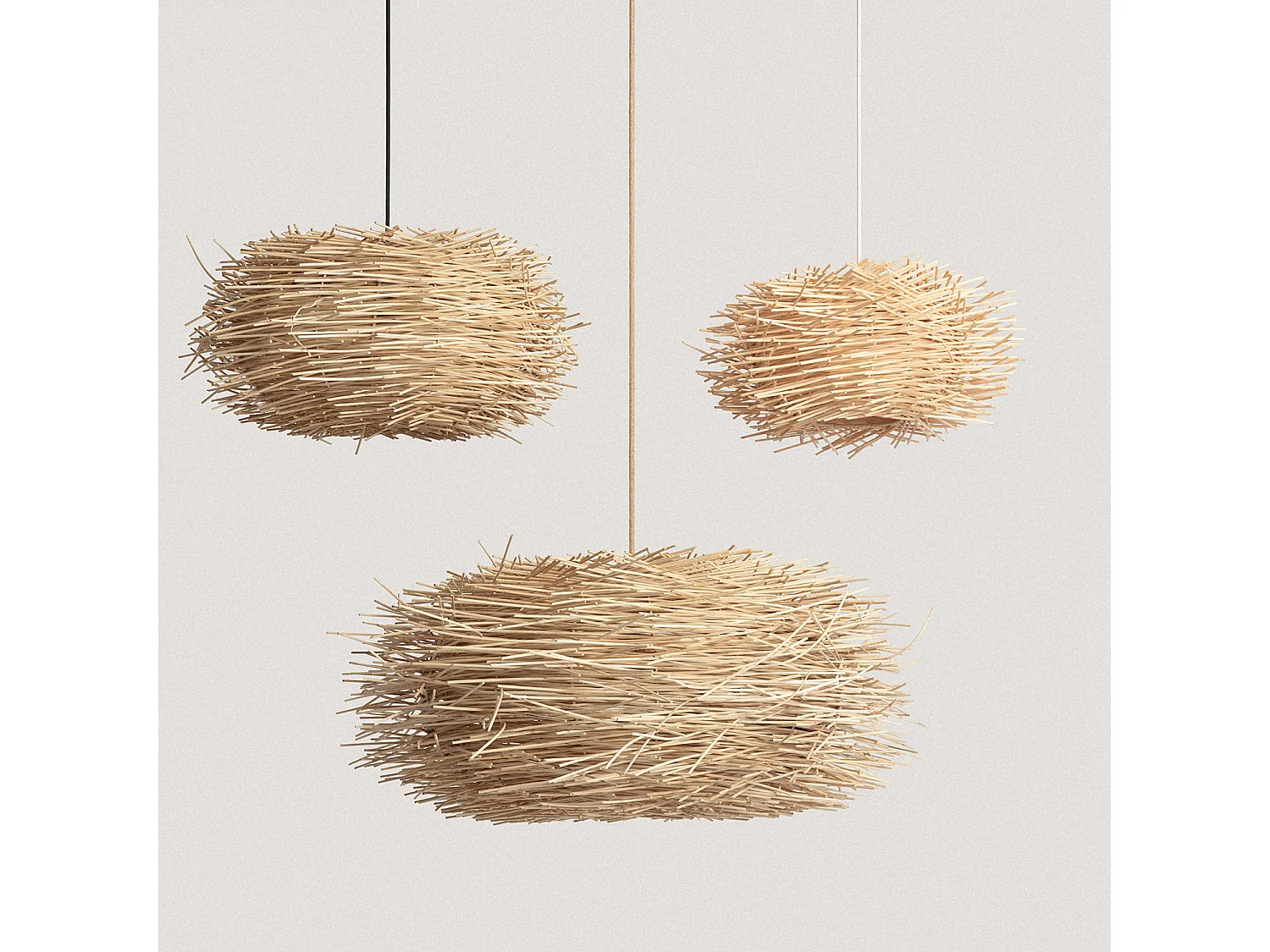 Suspension Rotin Nulko ILUZZIA S Textile naturel