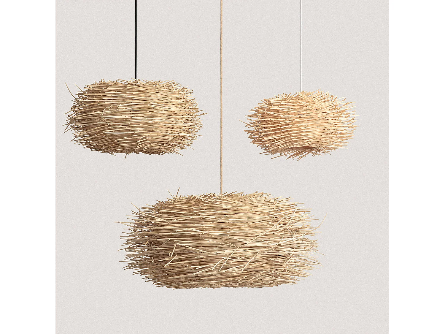 Suspension Rotin Nulko ILUZZIA S Textile naturel