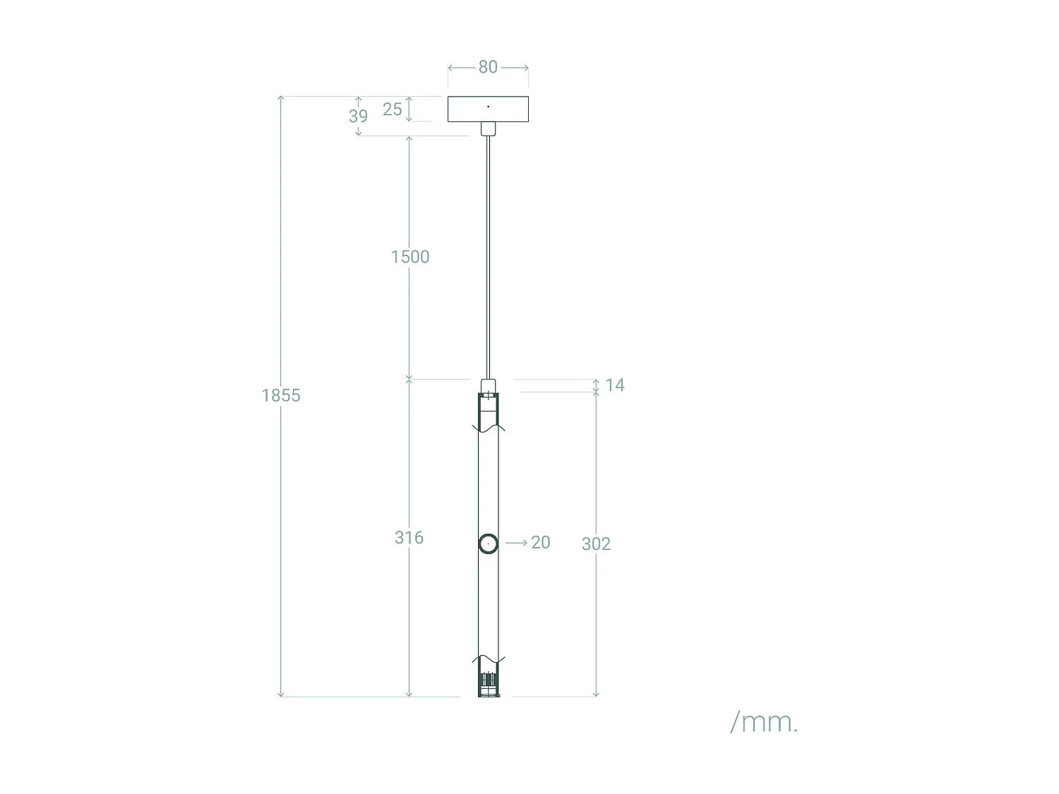 Suspension LED 3W Métal Evory S