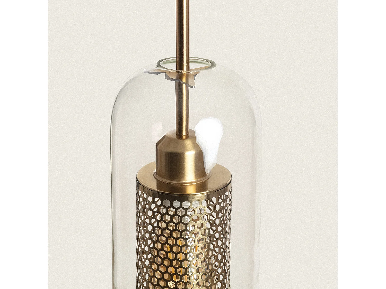 Lámpara Colgante Metal y Cristal Julieta Lungo Dorado