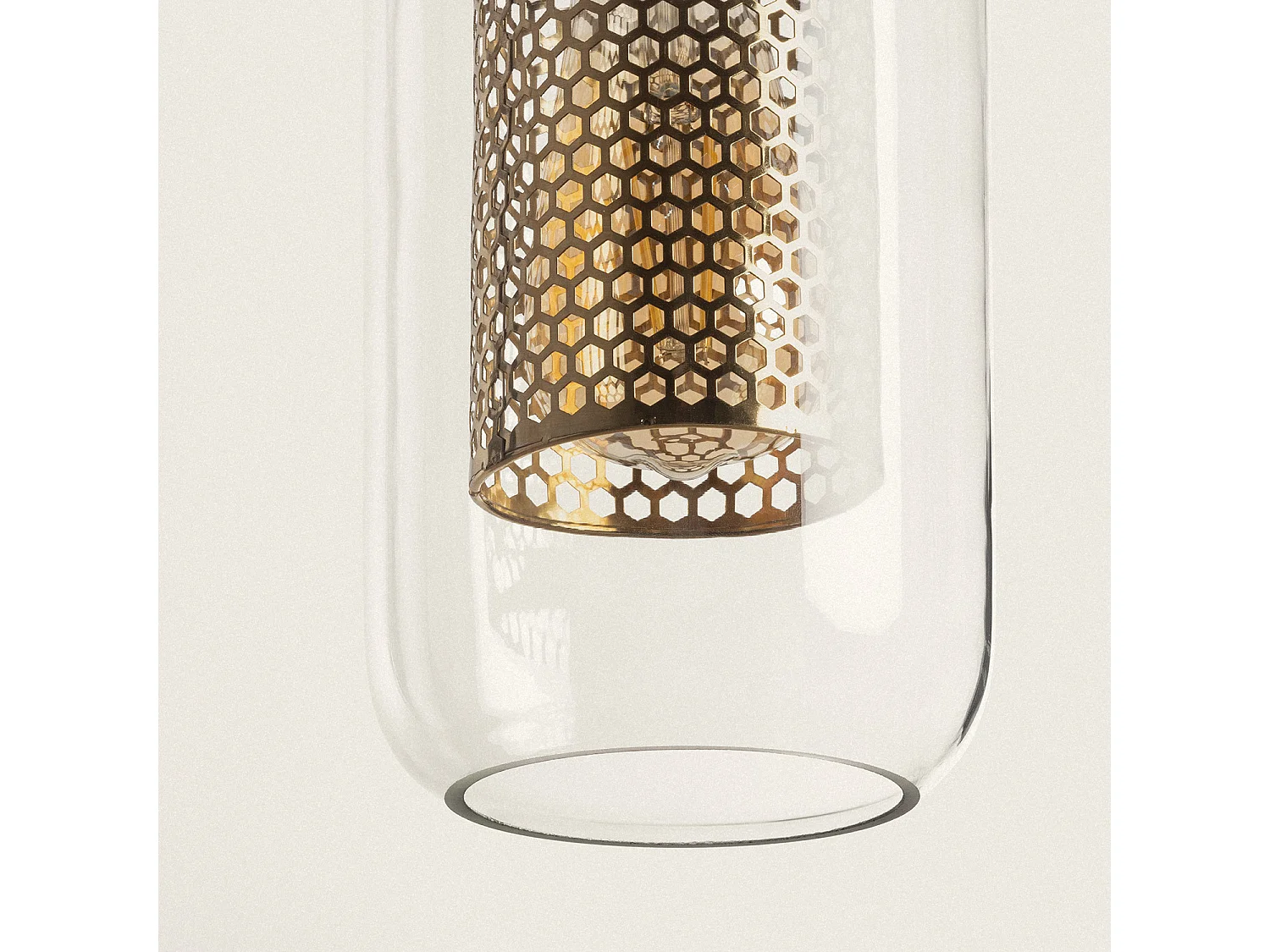 Lámpara Colgante Metal y Cristal Julieta Lungo Dorado