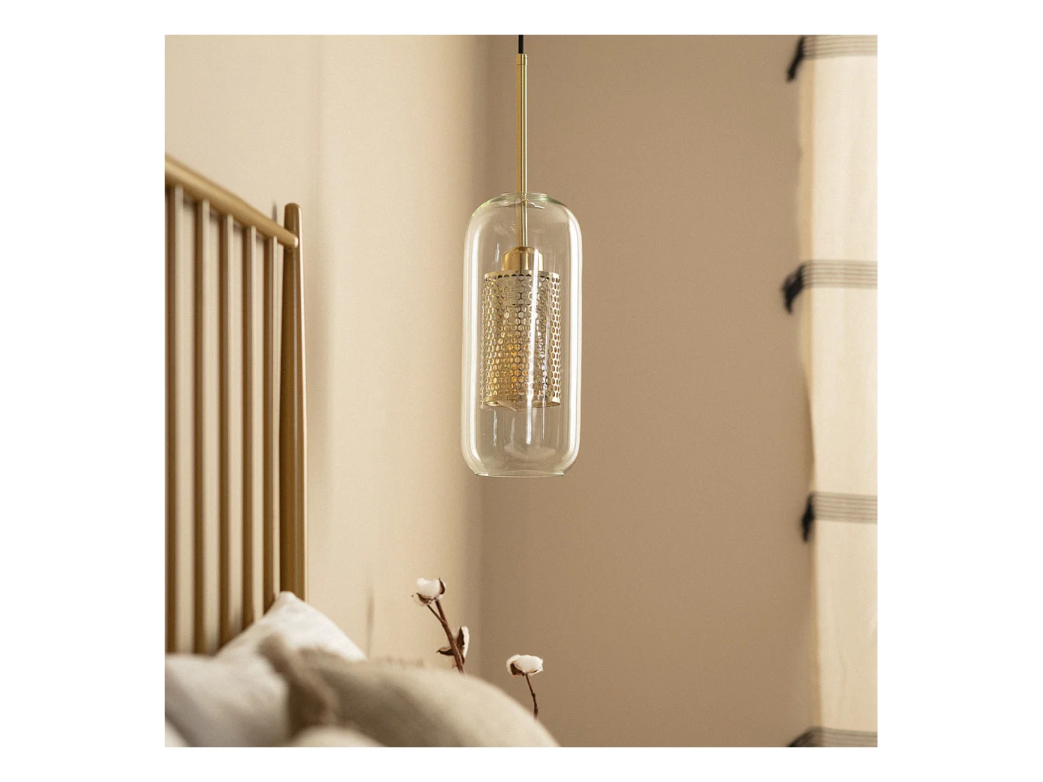 Suspension Métal et Verre Julieta Lungo  Doré
