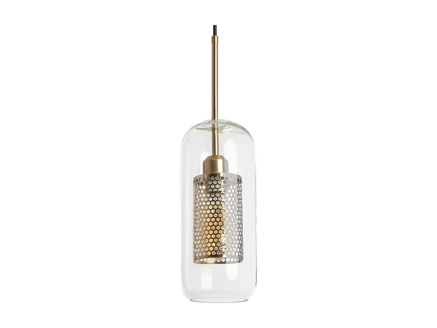 Lámpara Colgante Metal y Cristal Julieta Lungo Dorado