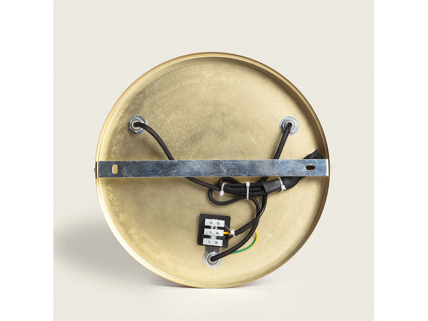 Lámpara Colgante Metal y Cristal Pardo Dorado