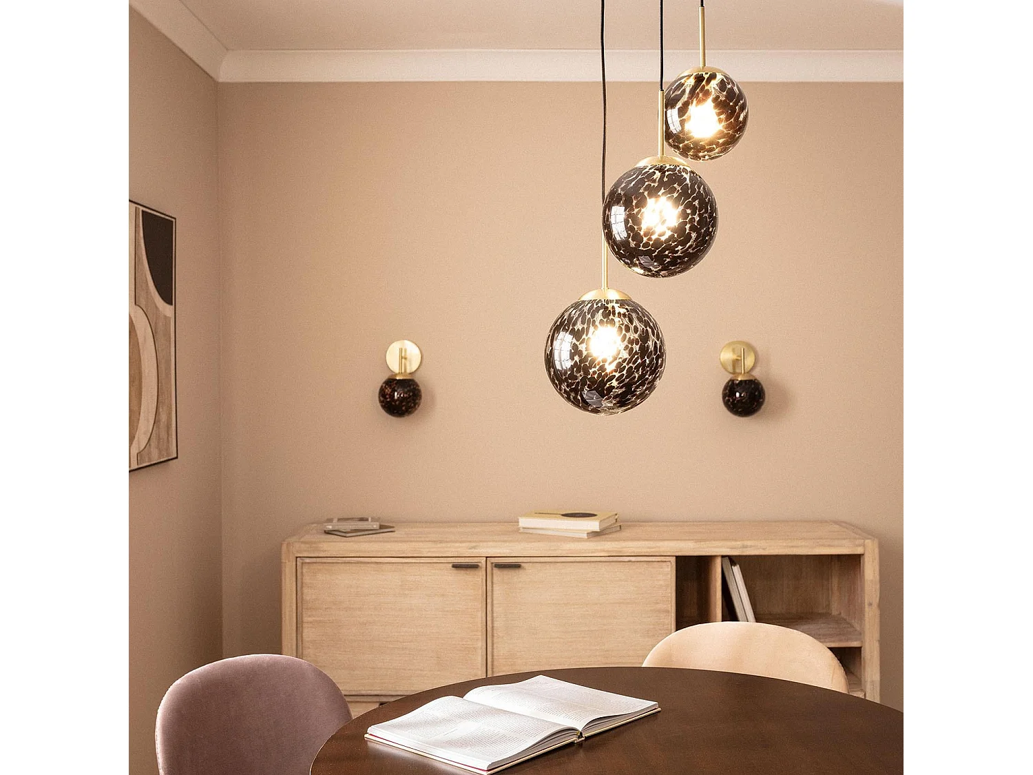 Suspension Métal et Verre Pardo Doré