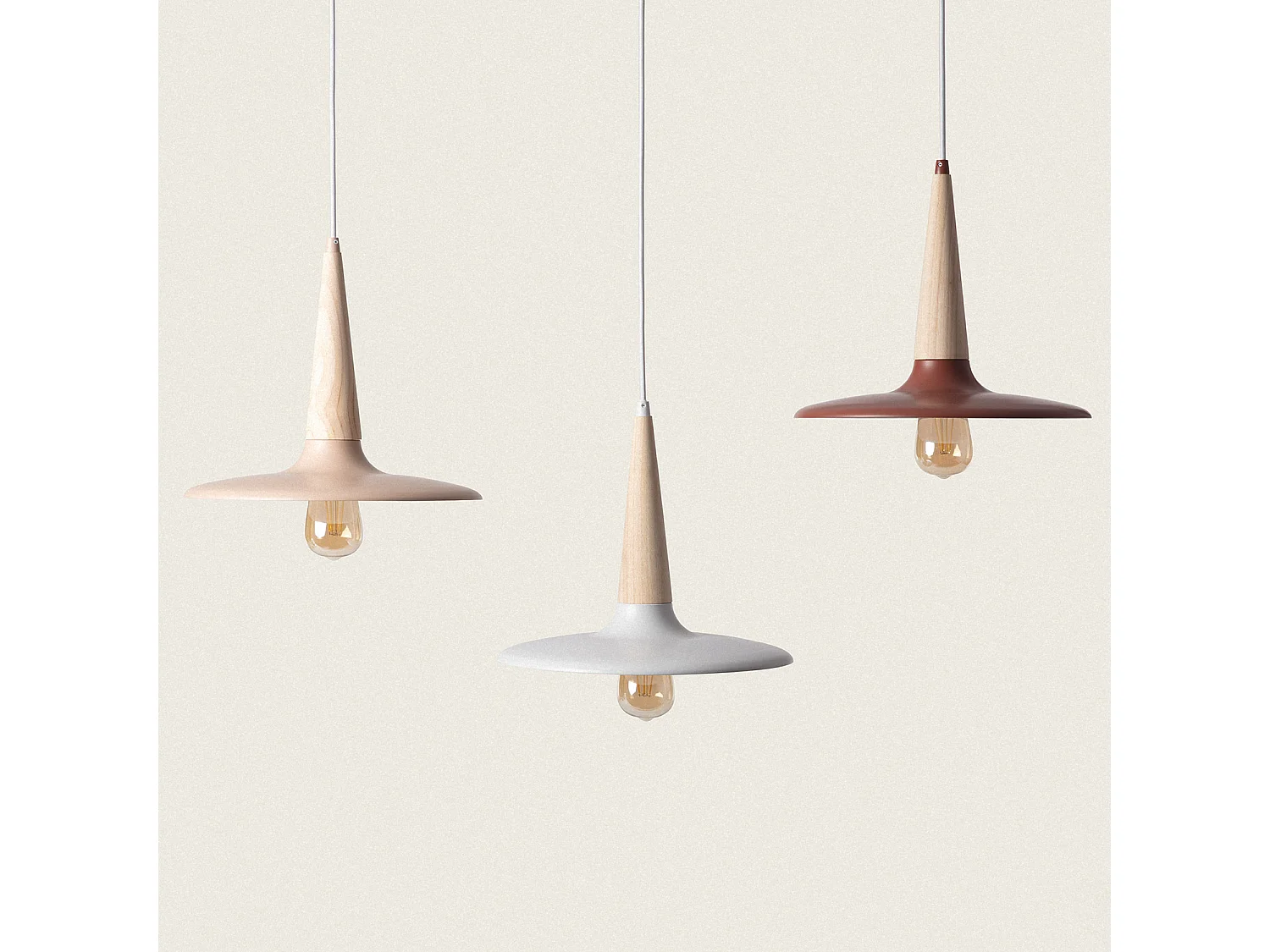 Suspension en Métal et Bois Bekasi Terre cuite