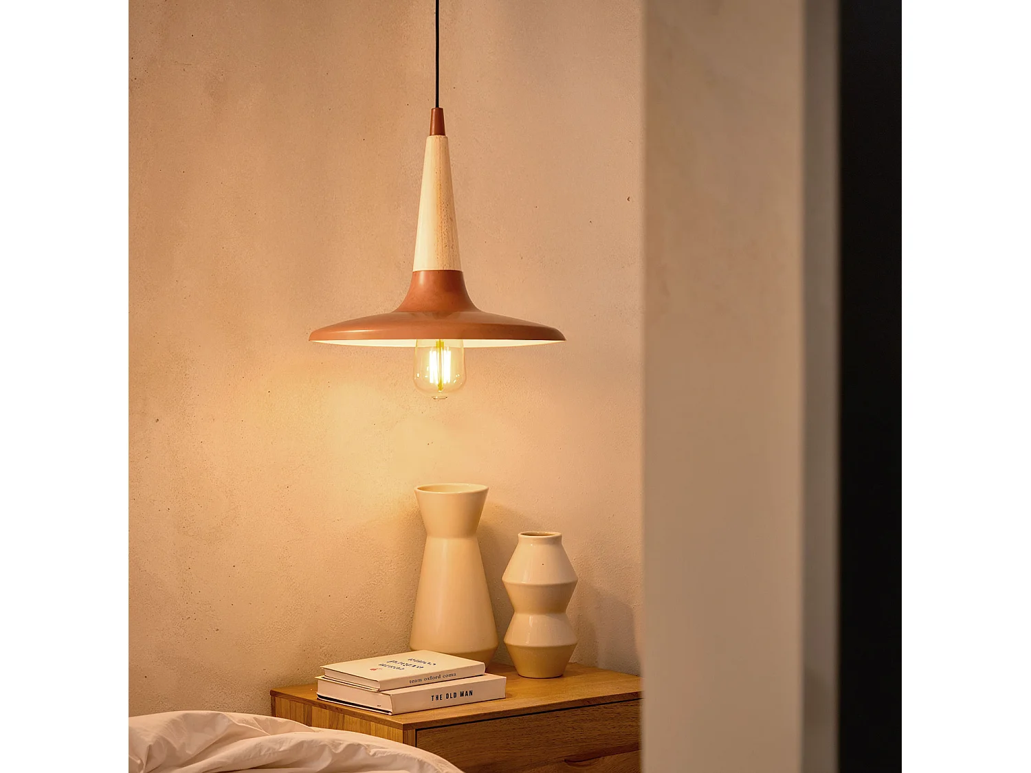 Suspension en Métal et Bois Bekasi Terre cuite