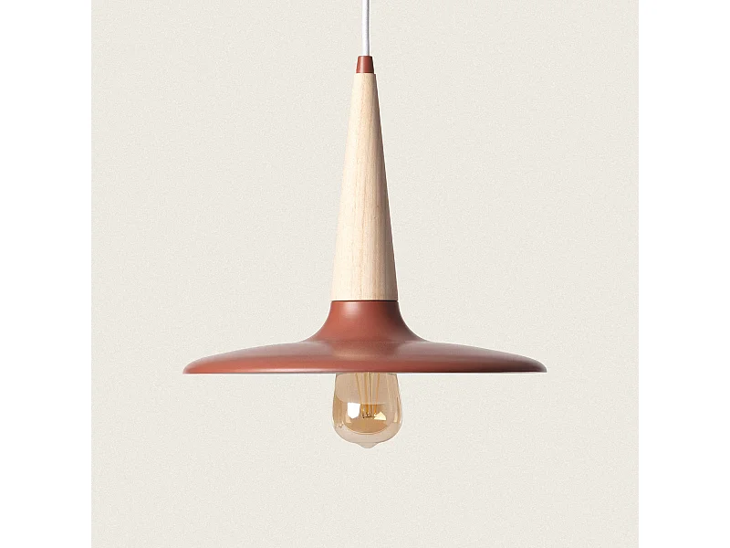 Suspension en Métal et Bois Bekasi Terre cuite