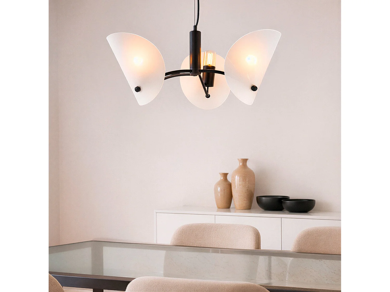 Lampada a Sospensione Metallo e Vetro Genaro Bianco