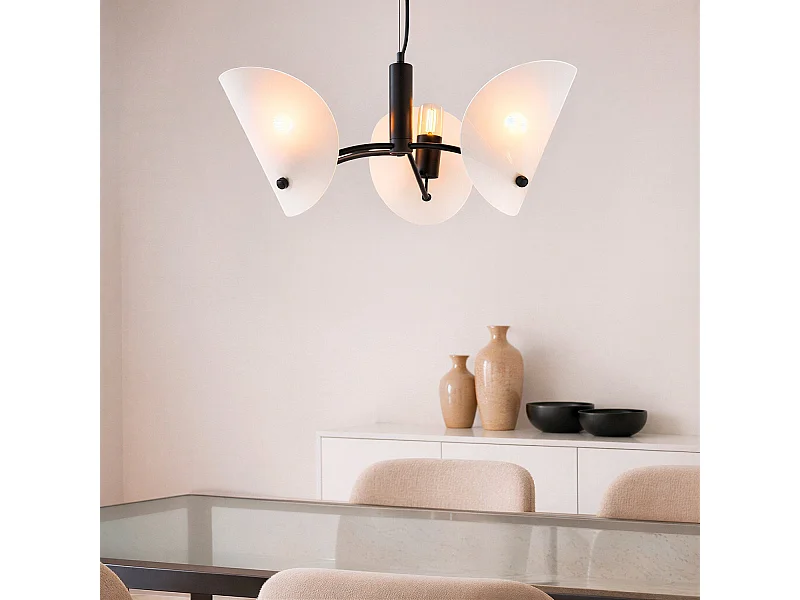 Lámpara Colgante Metal y Cristal Genaro Blanco