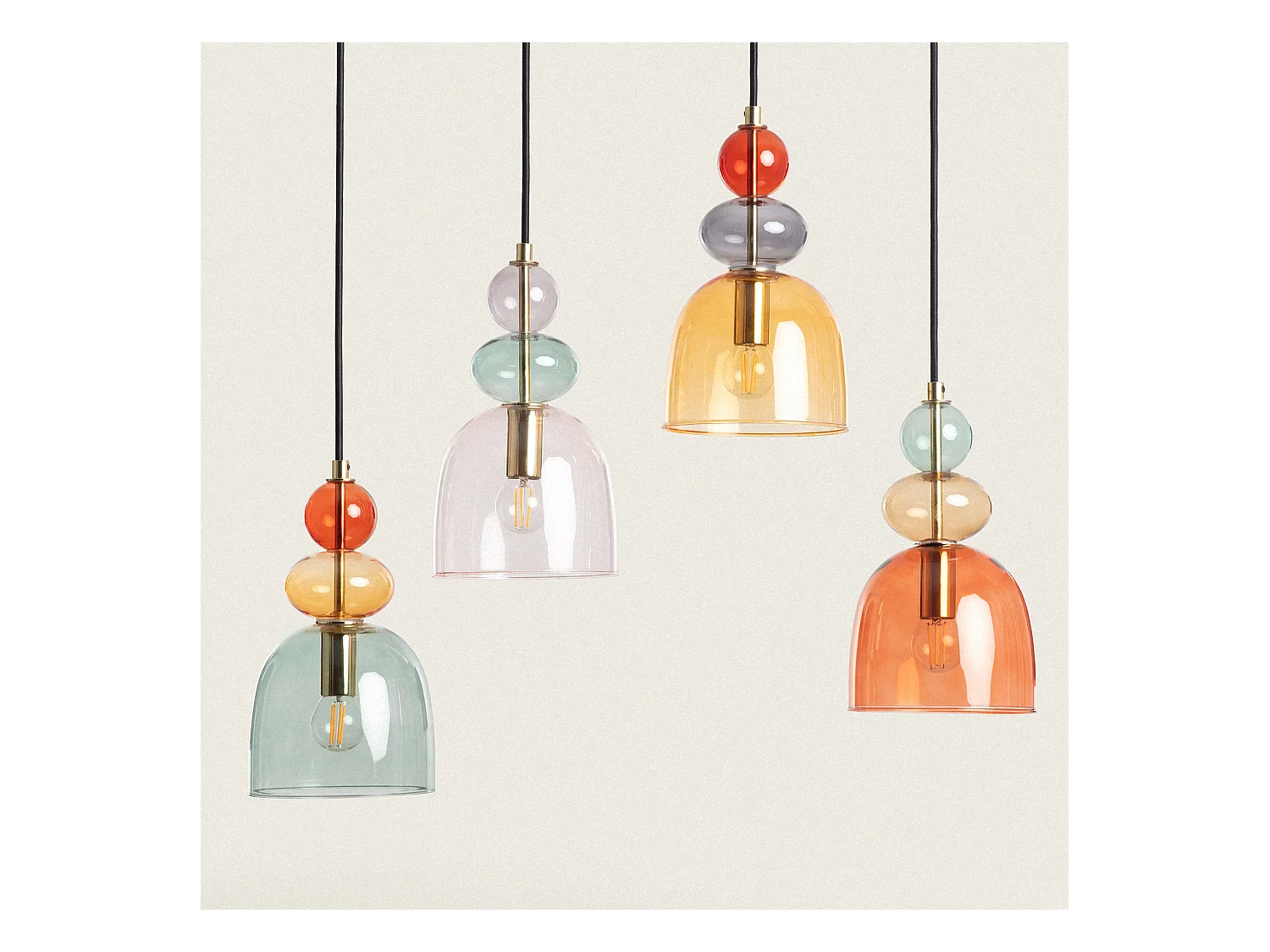 Suspension Métal et Verre Baudelaire  Ambre