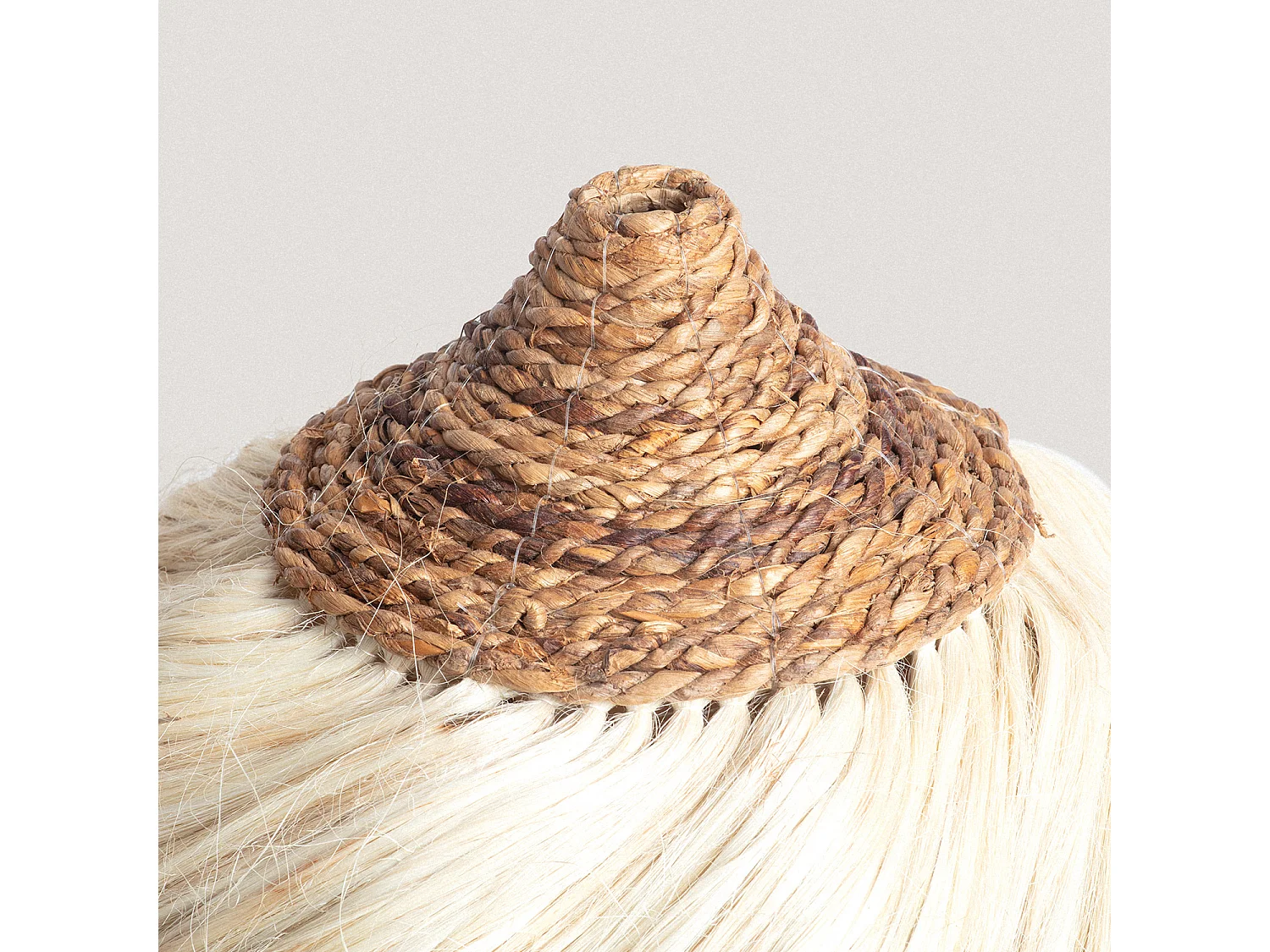 Abat-jour Suspension Rotin et Ramie Kempo Kulu ILUZZIA Naturel