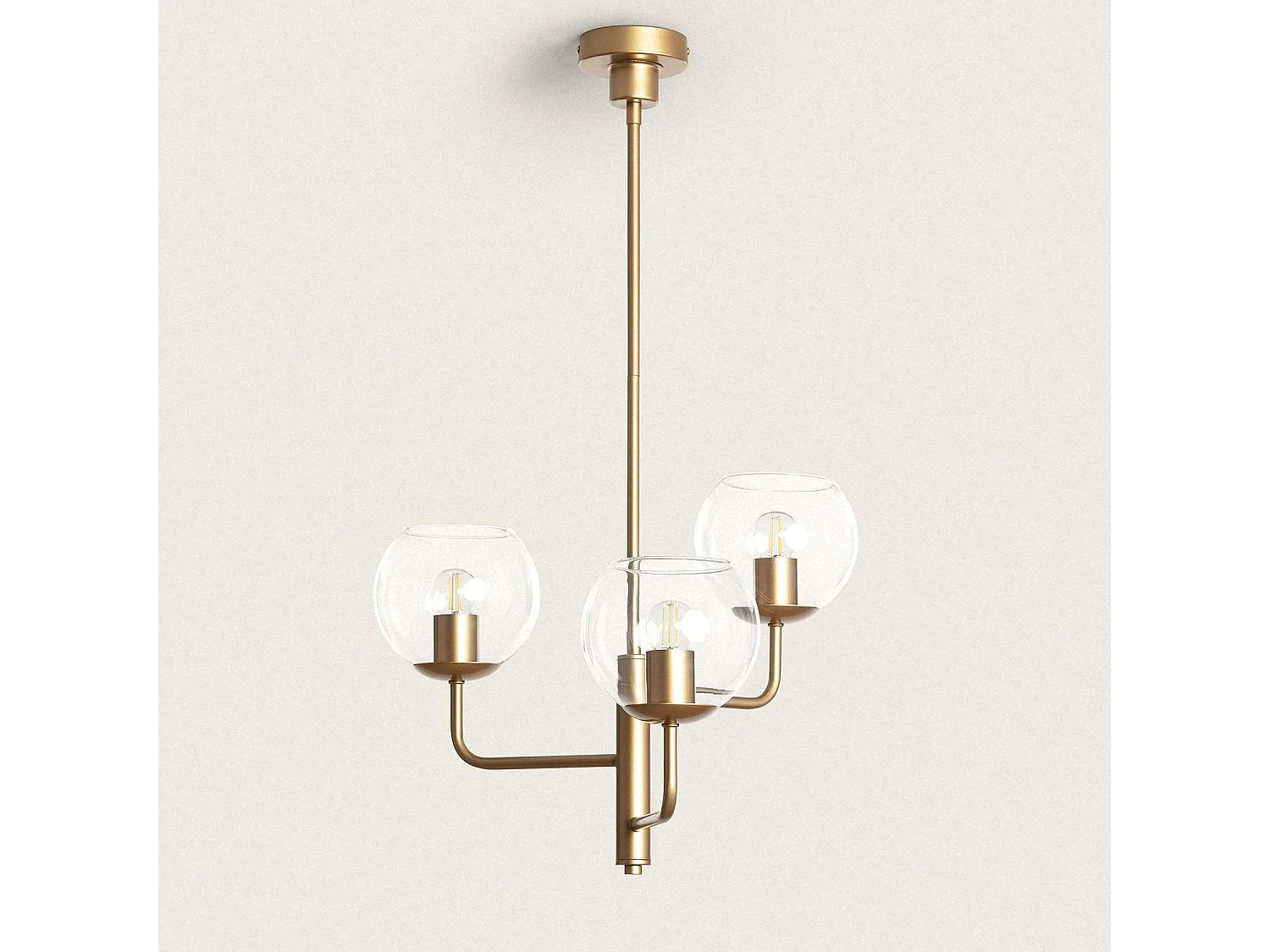 Lámpara Colgante Metal y Cristal Tribubble Dorado