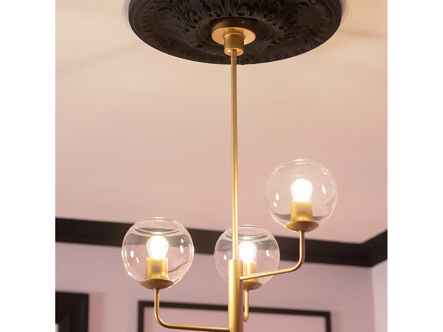 Suspension en métal et verre Tribubble Doré