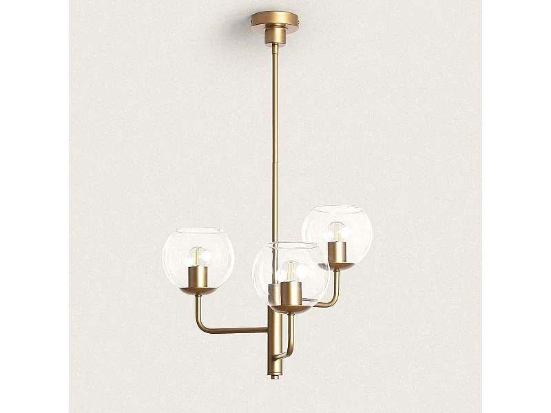 Suspension en métal et verre Tribubble Doré