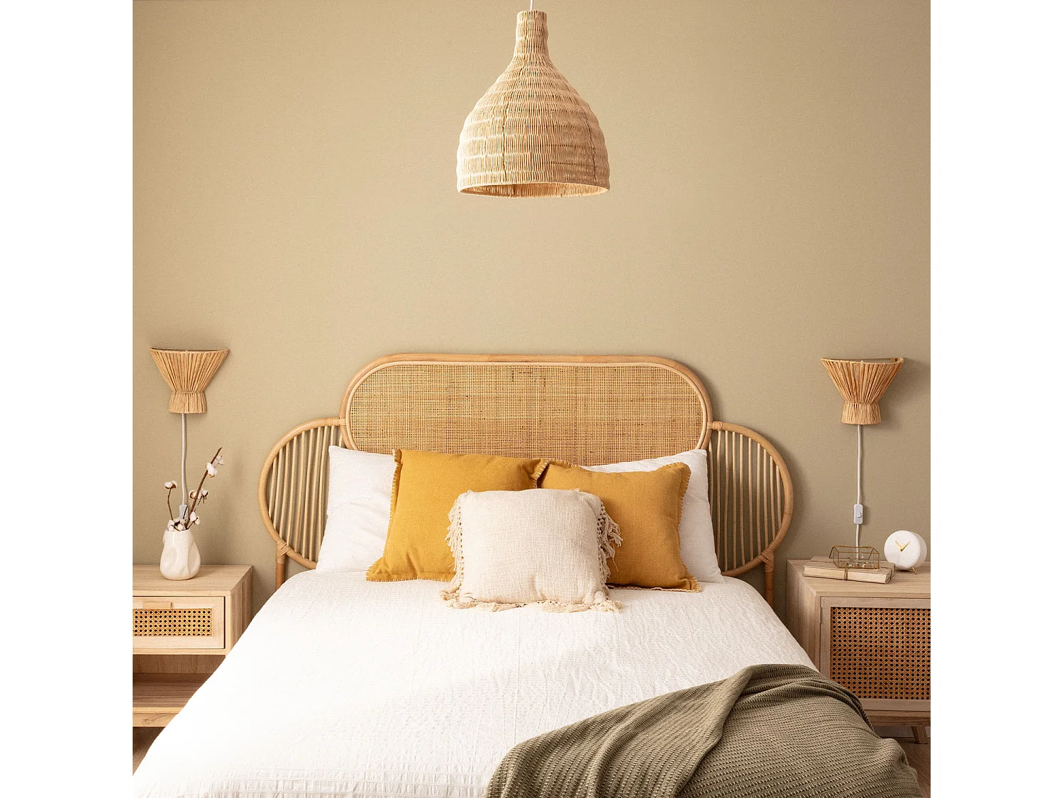 Lampada a Sospensione Rattan Kegle Naturale