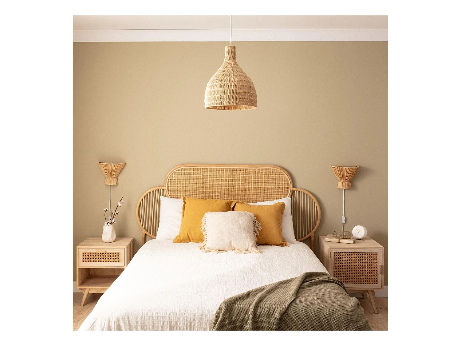 Lampada a Sospensione Rattan Kegle Naturale