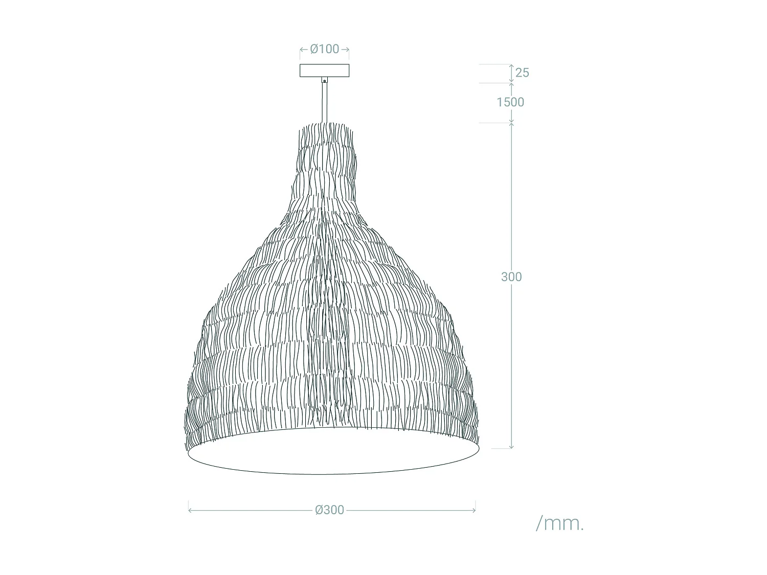 Lampada a Sospensione Rattan Kegle Naturale