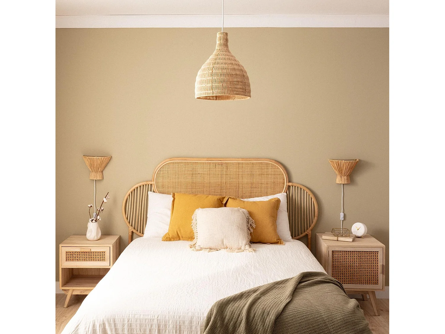 Suspension Rotin Kegle Naturel