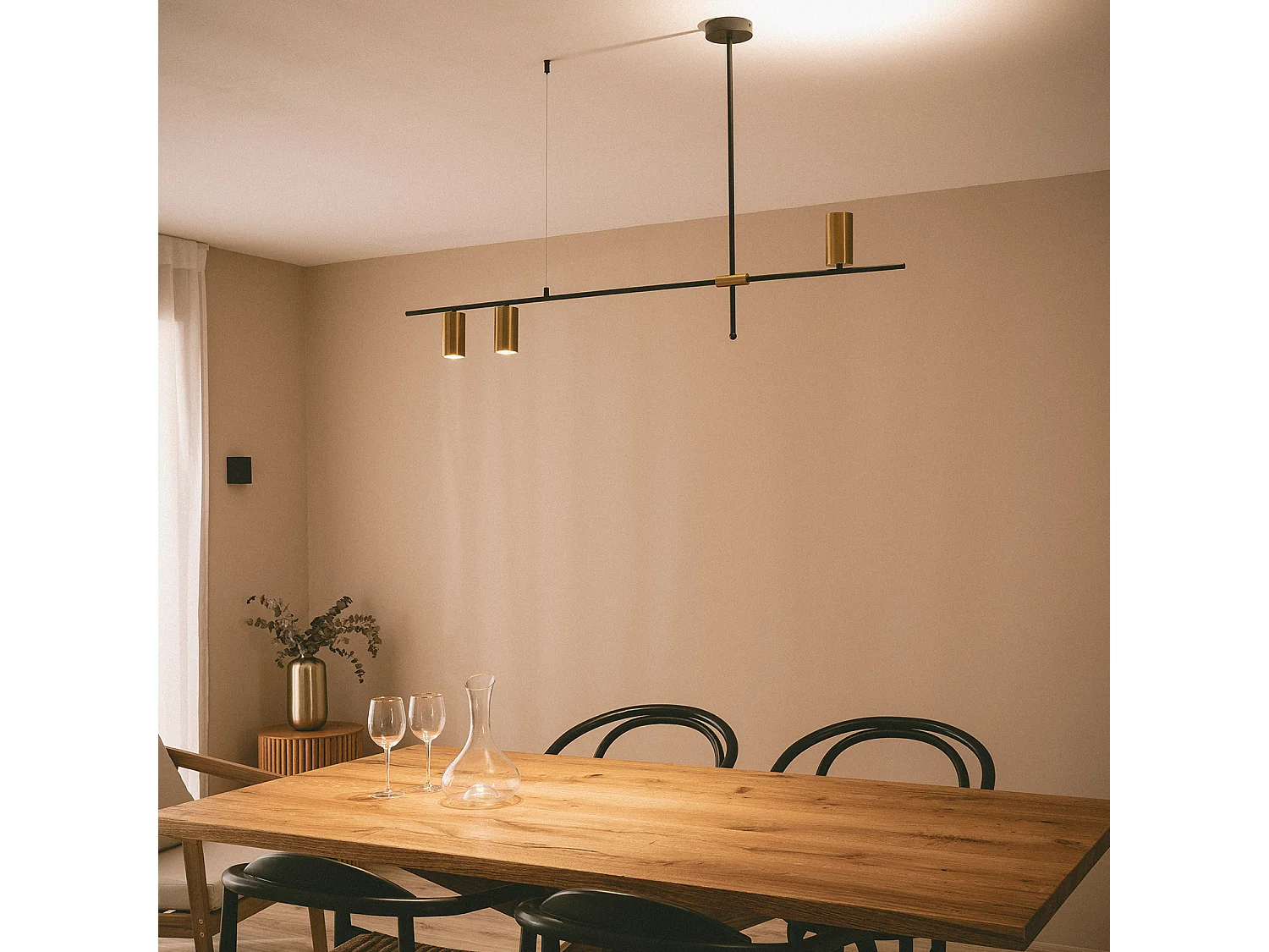 Lámpara Colgante Lineal Metal Auzoa Dorado