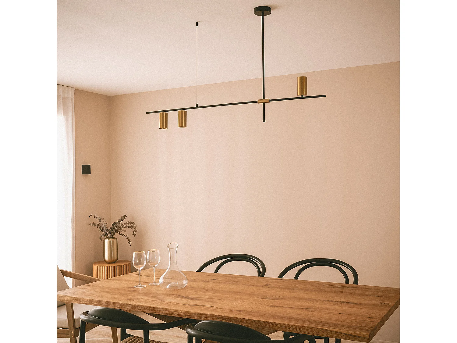 Lámpara Colgante Lineal Metal Auzoa Dorado