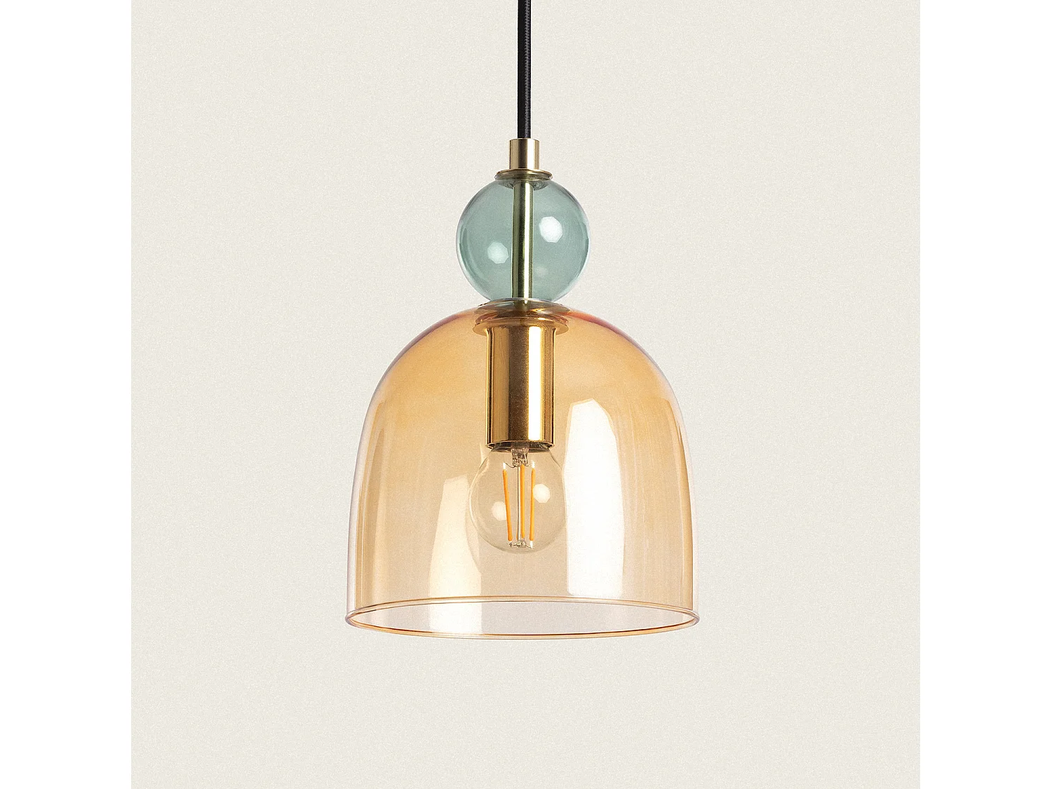 Suspension Métal et Verre Mono-Baudelaire Ambre