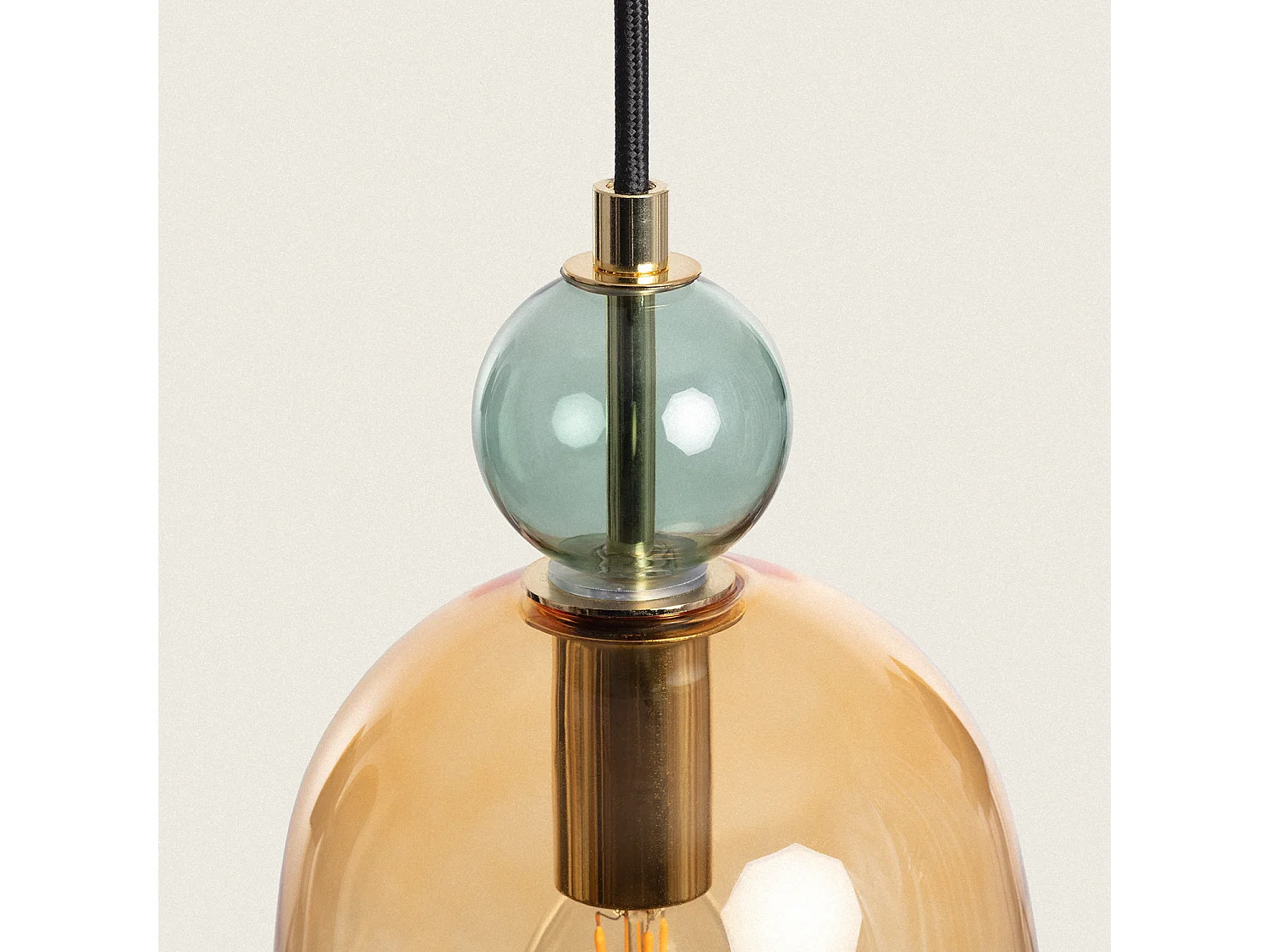 Suspension Métal et Verre Mono-Baudelaire Ambre