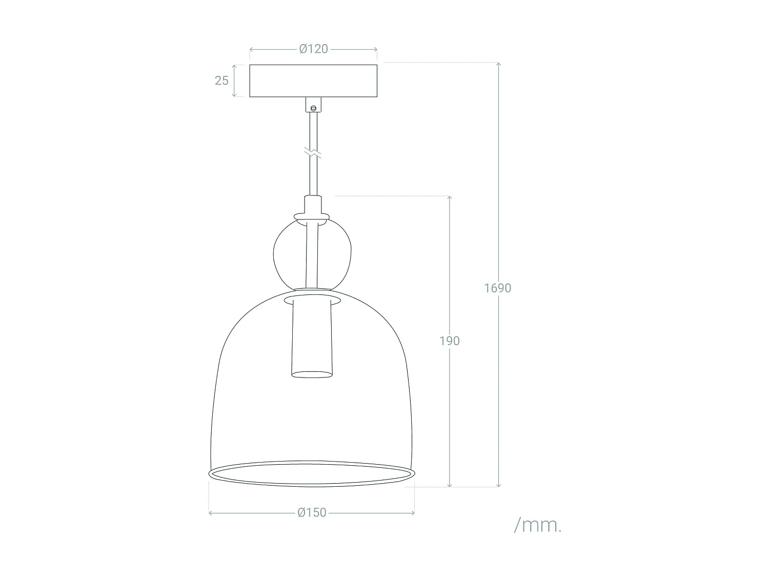 Suspension Métal et Verre Mono-Baudelaire Ambre
