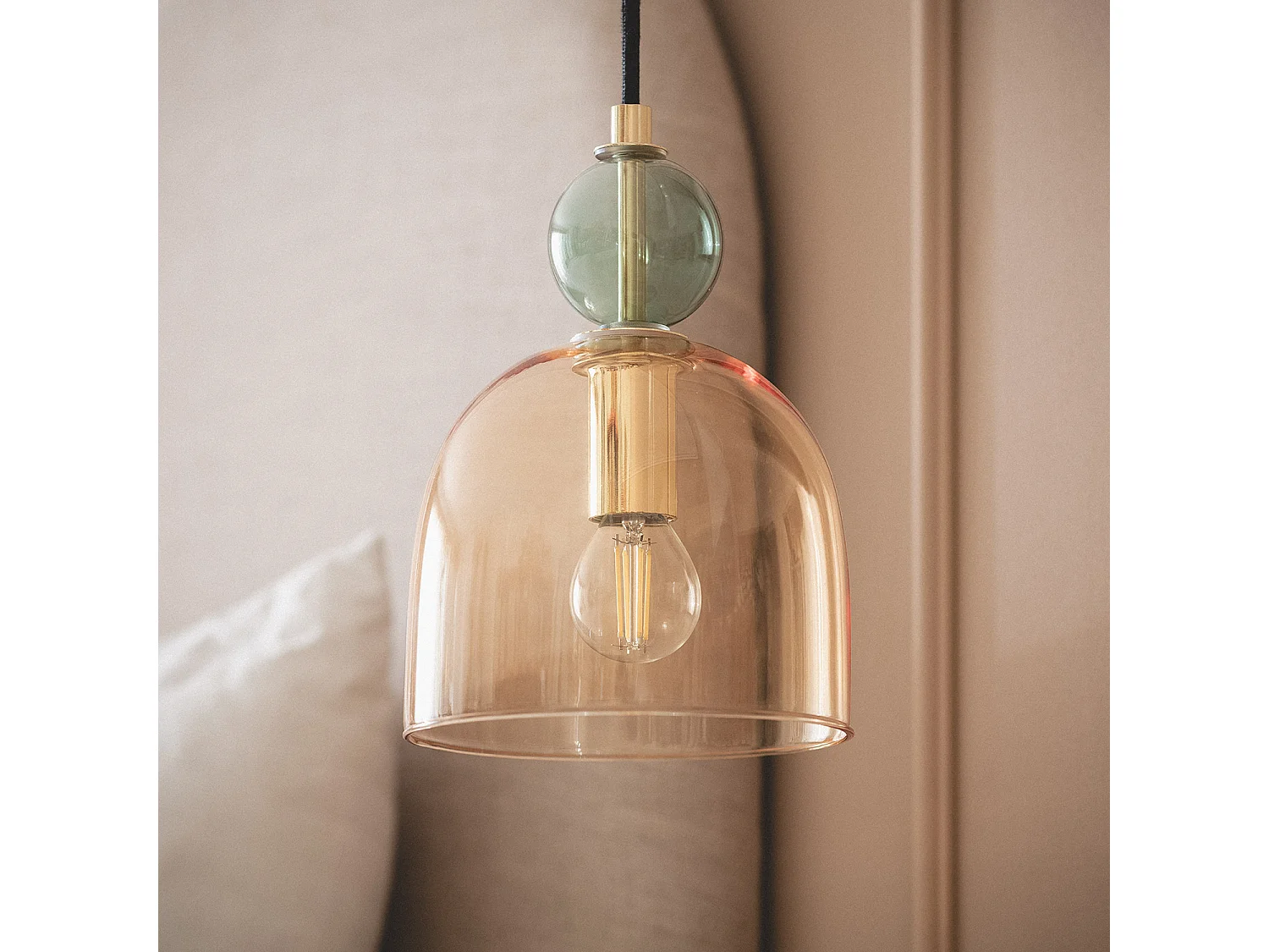 Suspension Métal et Verre Mono-Baudelaire Ambre