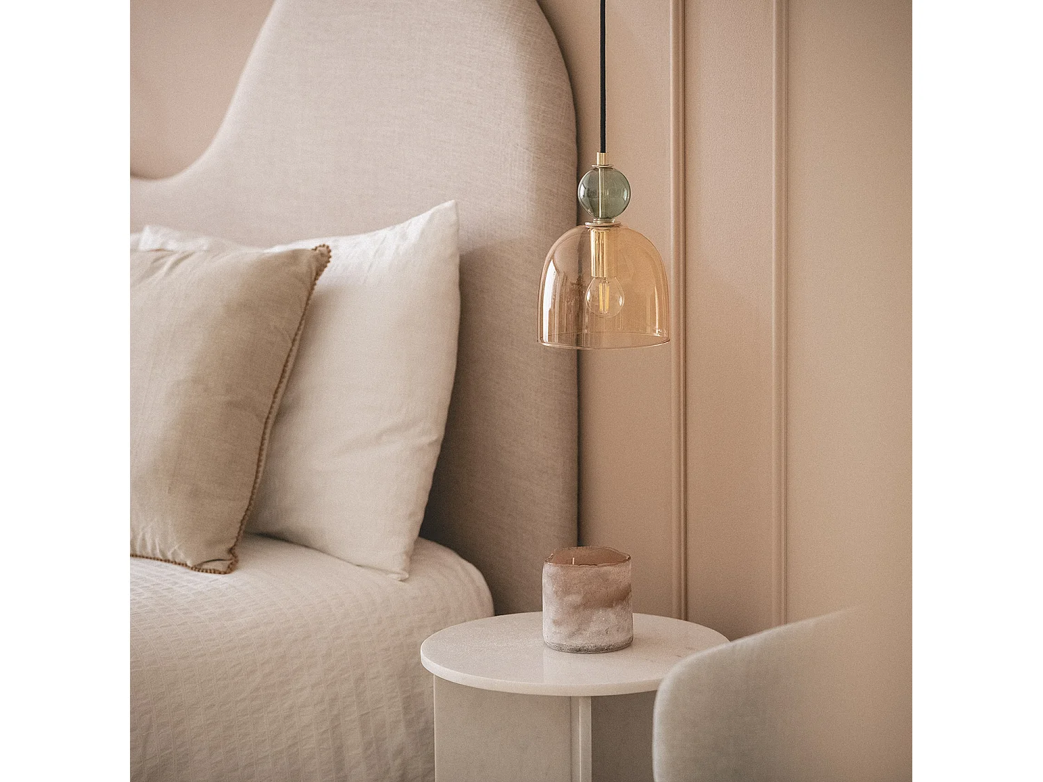 Suspension Métal et Verre Mono-Baudelaire Ambre