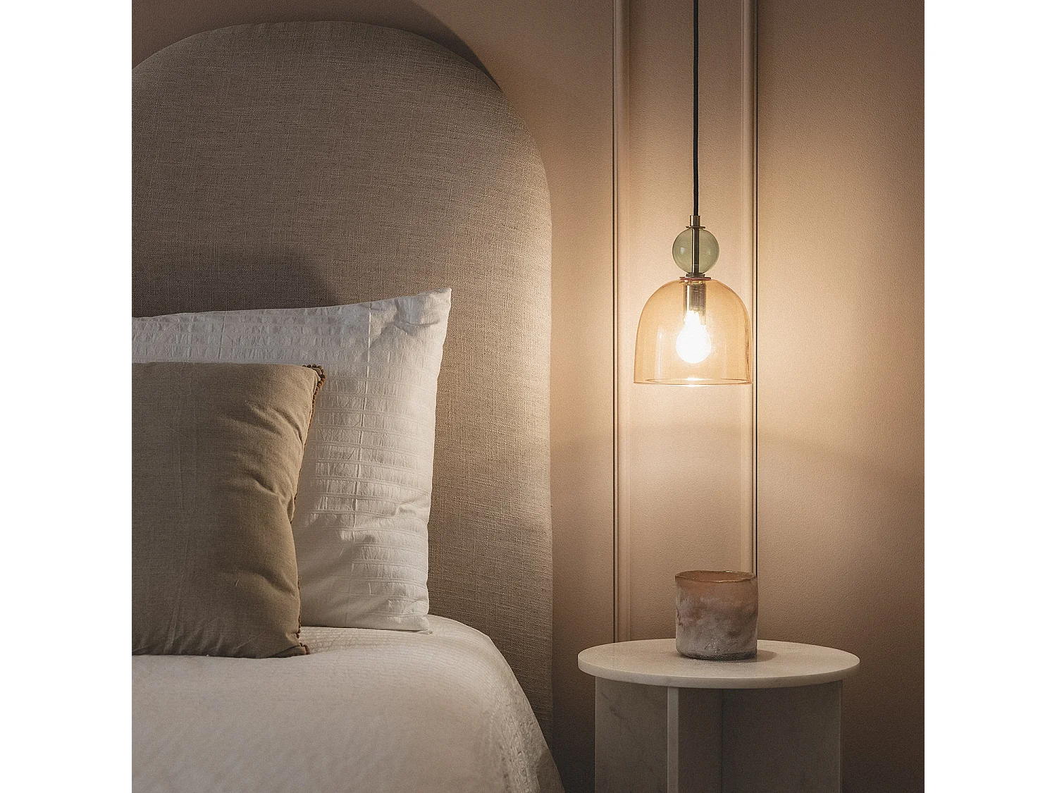 Suspension Métal et Verre Mono-Baudelaire Ambre