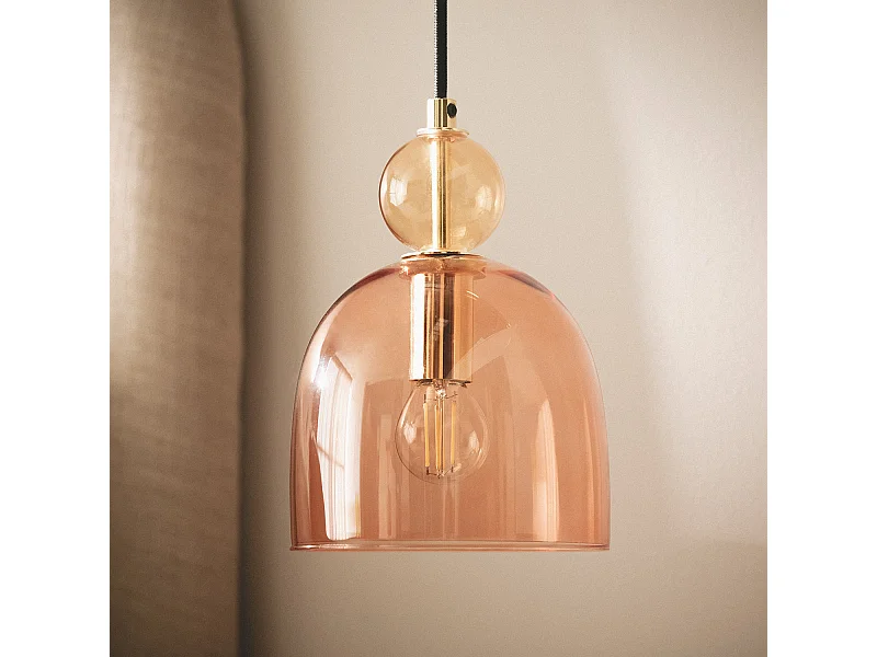 Suspension Métal et Verre Mono-Baudelaire Ambre
