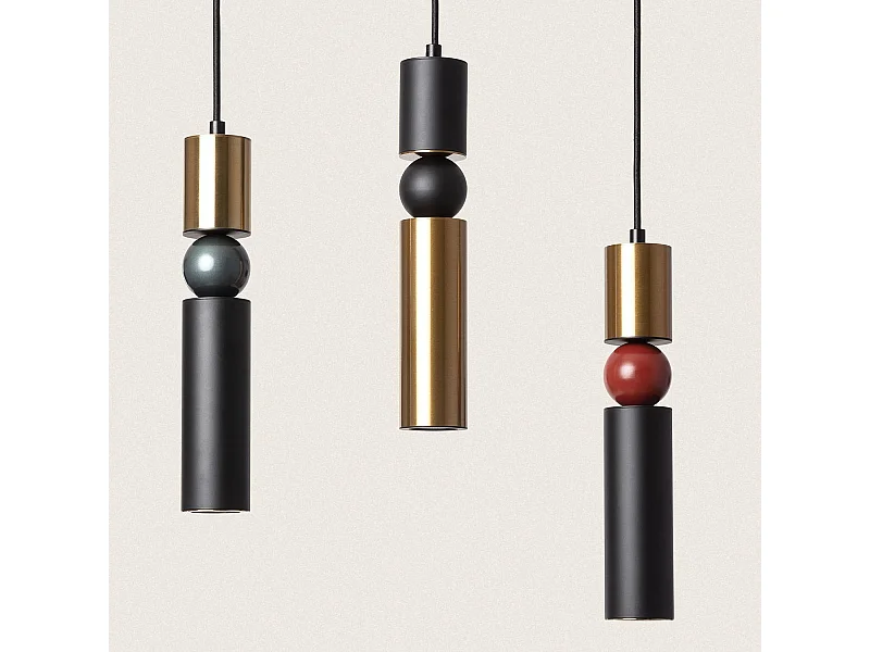 Suspension Métal et Verre Luyo Rouge