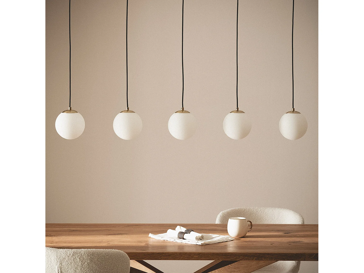 Suspension Métal et Verre Moonlight Brass 5 Spots Doré