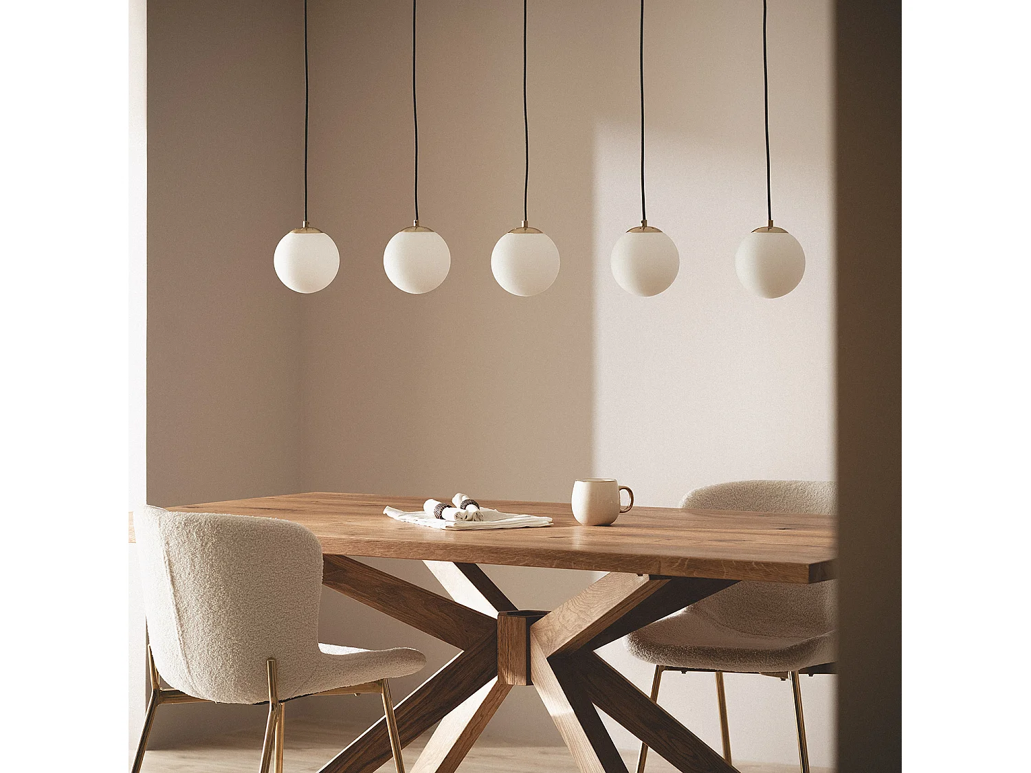 Lámpara Colgante Metal y Cristal Moonlight Brass 5 Focos Dorado