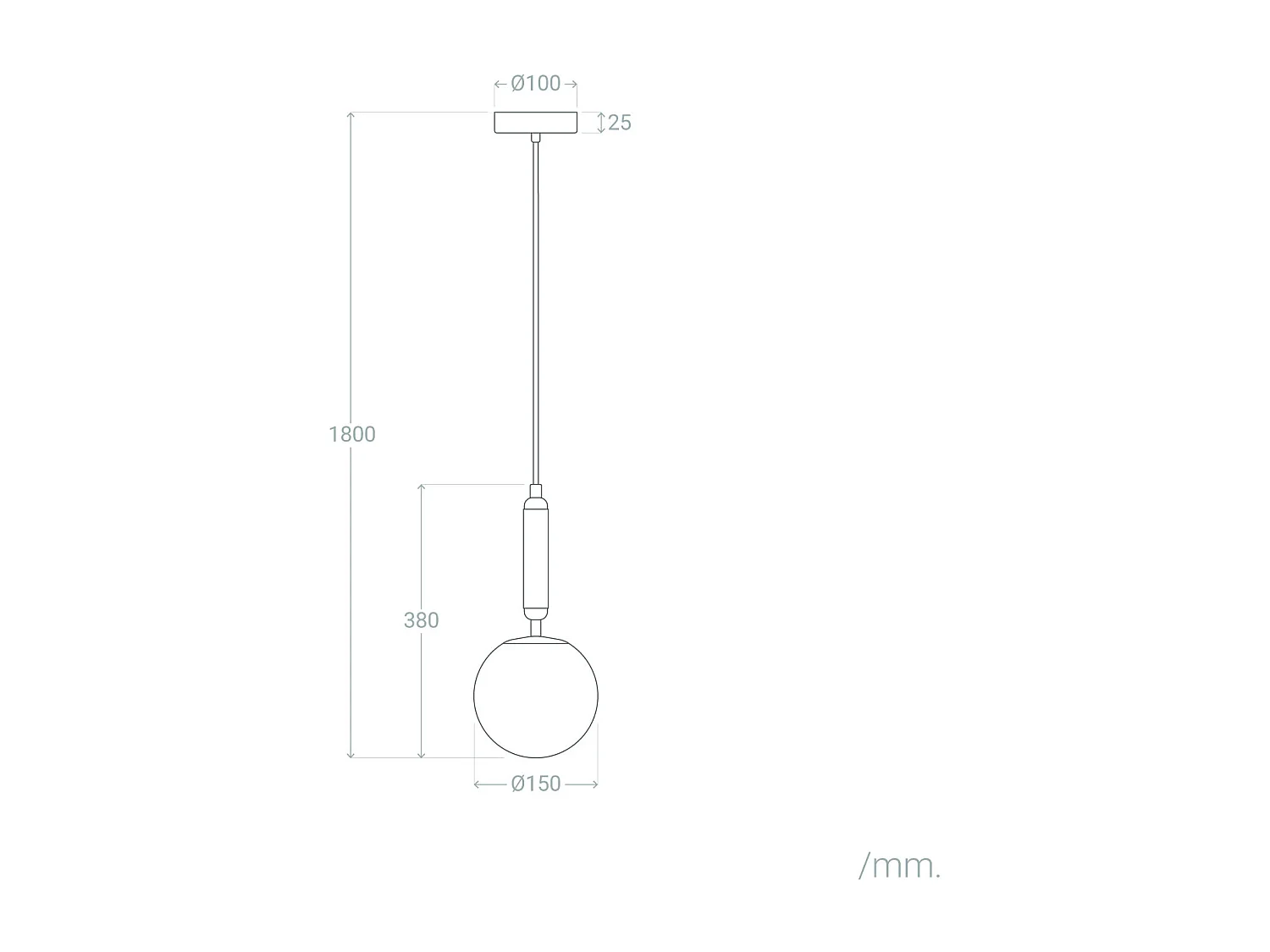 Suspension Métal et Verre Oto Doré