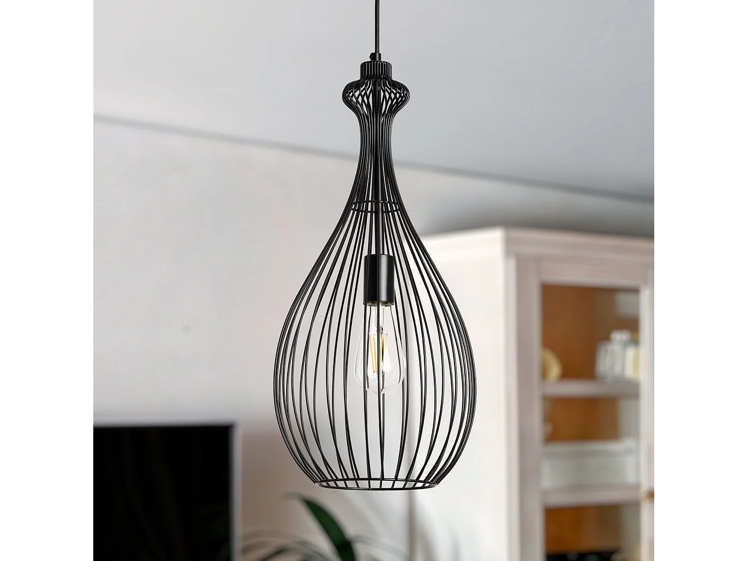 Suspension Métal Penny Noir