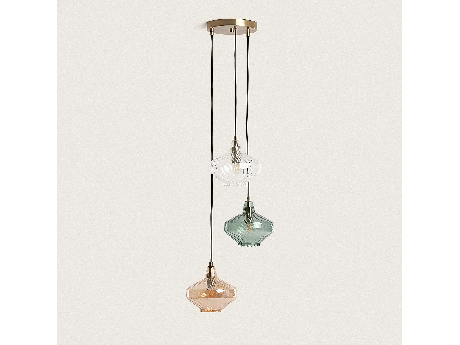 Suspension Métal et Verre 3  Spots Blas Multicolore