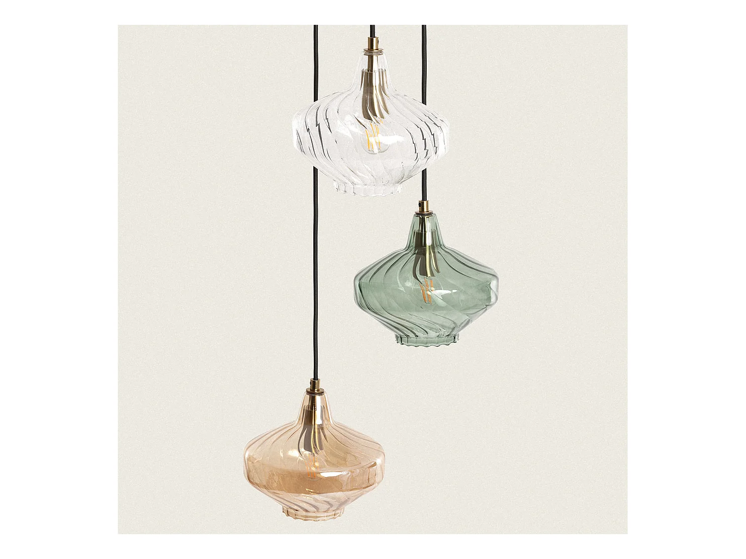 Suspension Métal et Verre 3  Spots Blas Multicolore