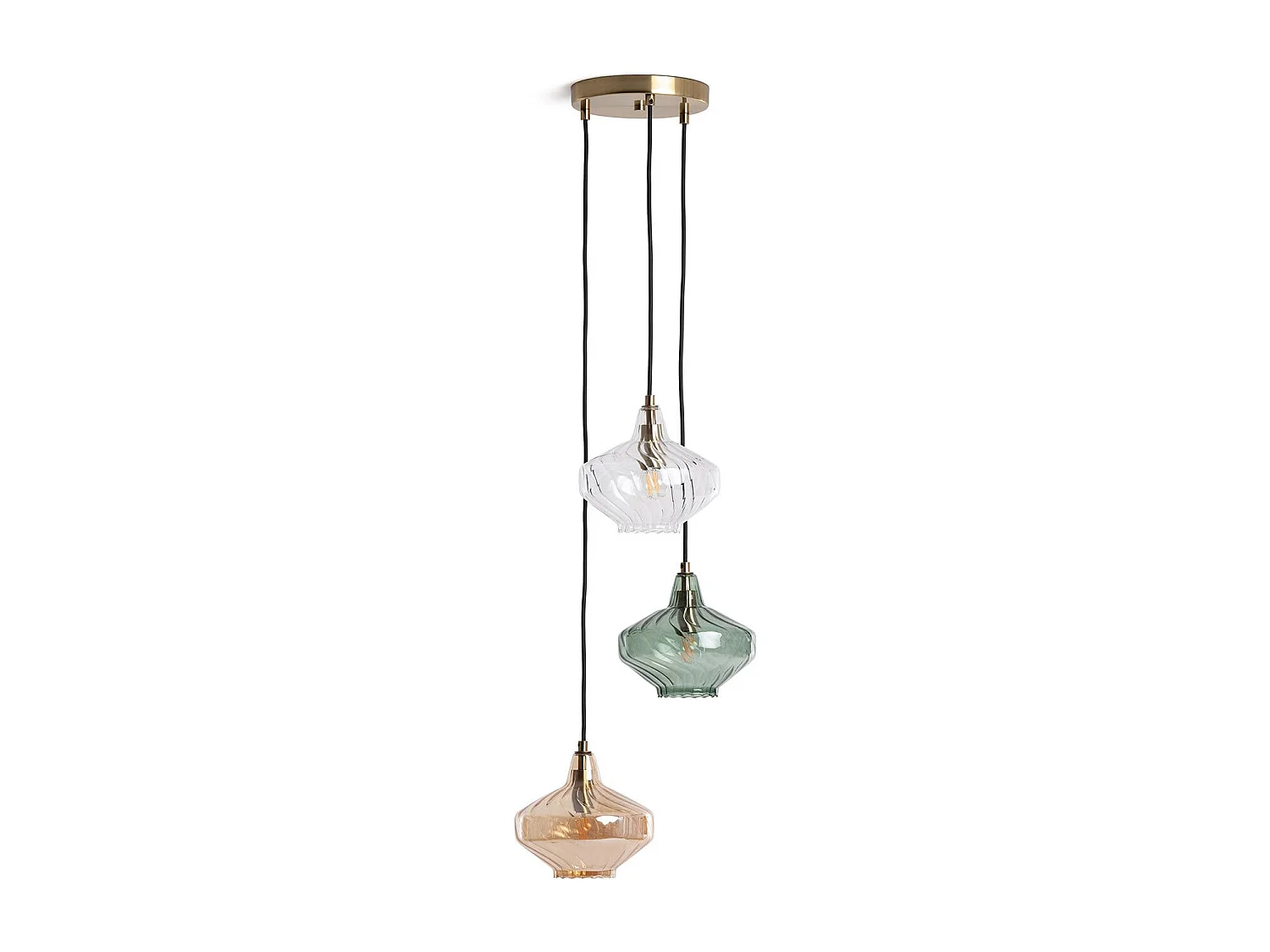 Lámpara Colgante Metal y Cristal Blas 3 Focos Multicolor