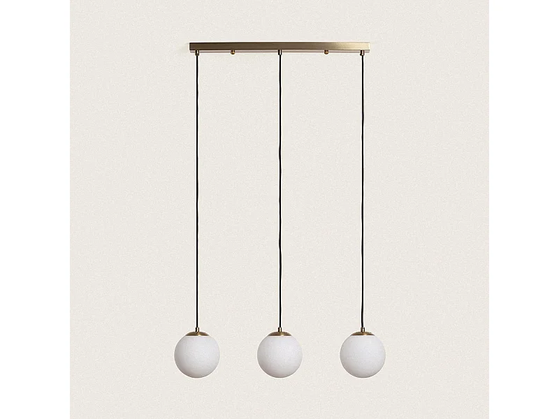 Lampada Sospensione Metallo e Vetro Moonlight Brass 3 Lampade Oro