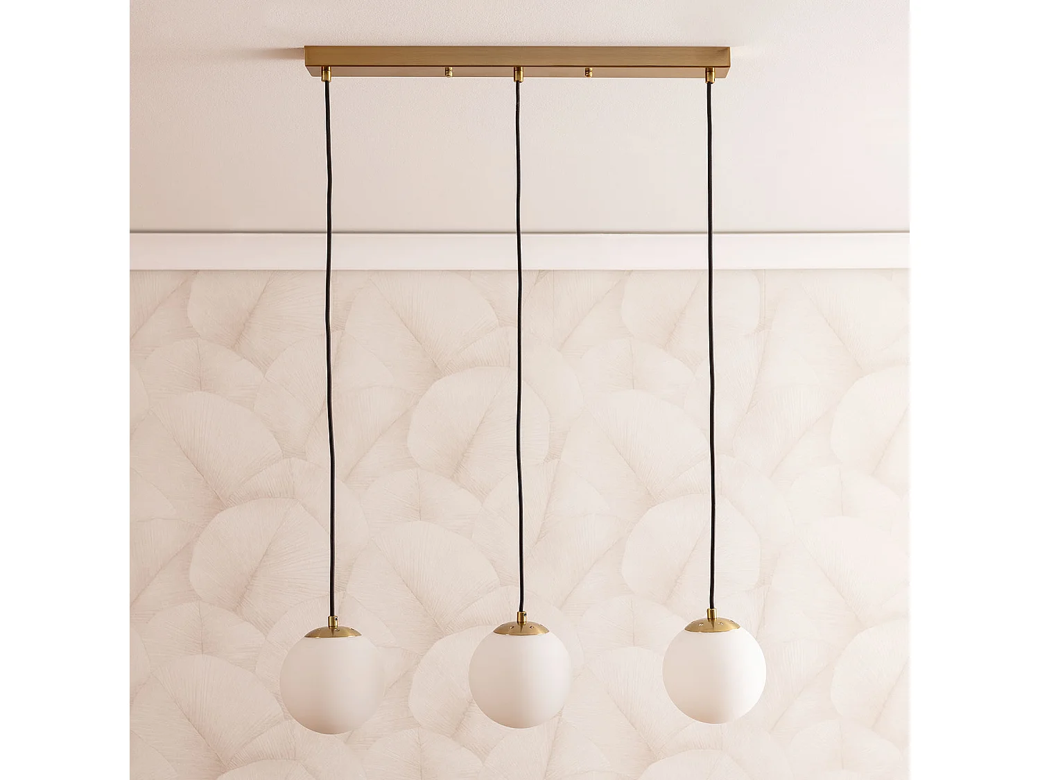 Lampada Sospensione Metallo e Vetro Moonlight Brass 3 Lampade Oro