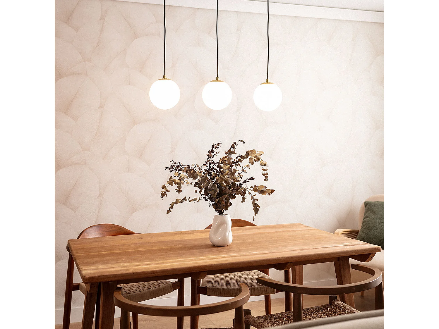 Suspension Métal et Verre Moonlight Brass 3 Spots Doré