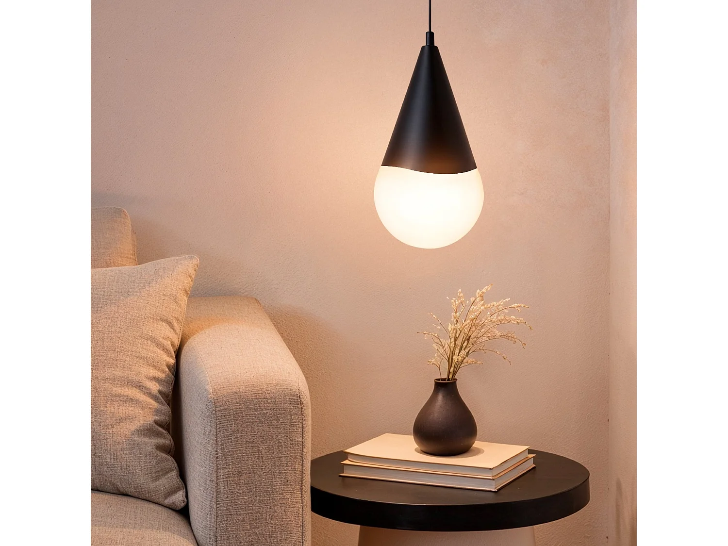 Suspension Métal et Verre Tenul  Noir mat