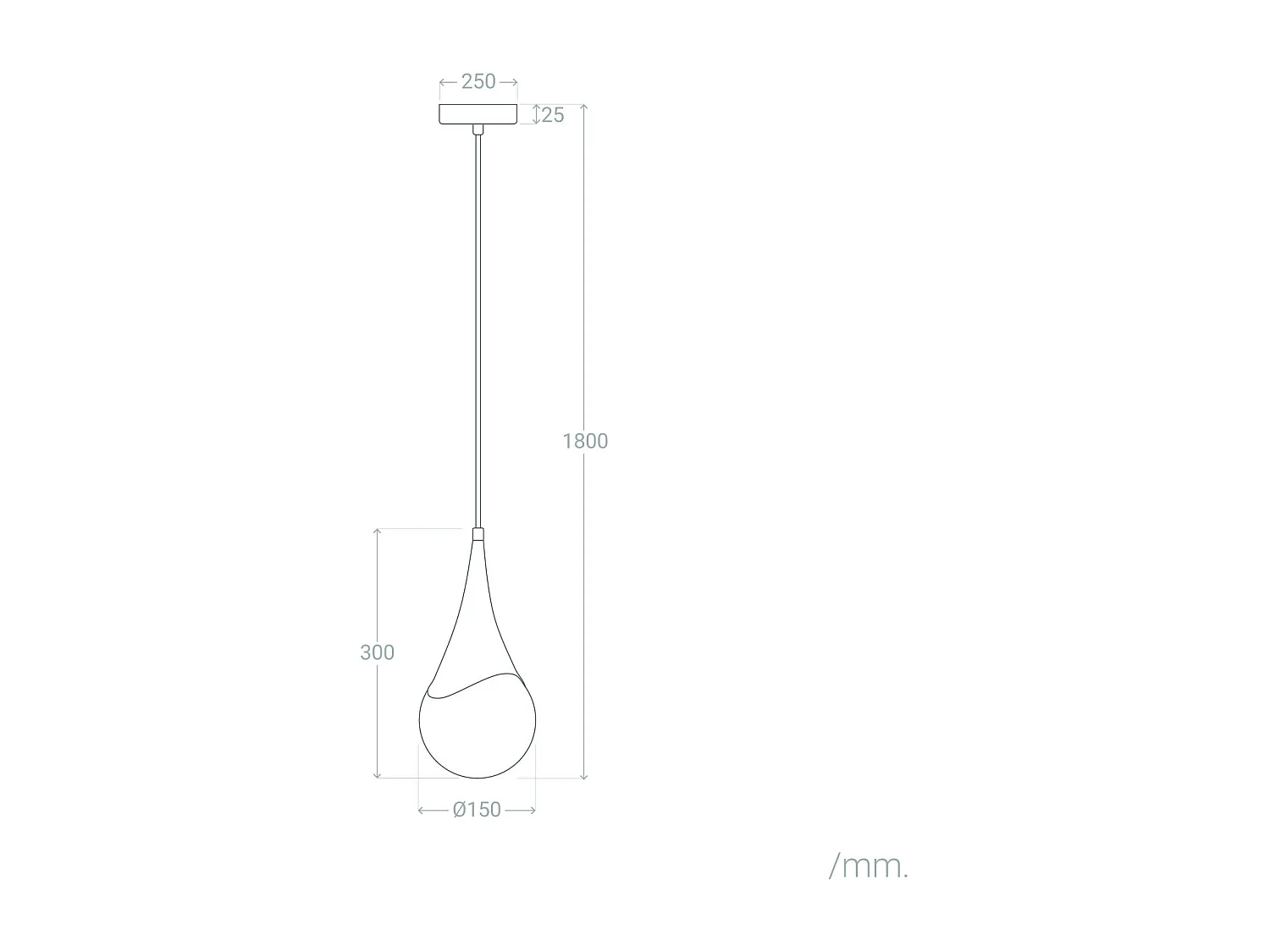 Suspension Métal et Verre Tenul  Noir mat