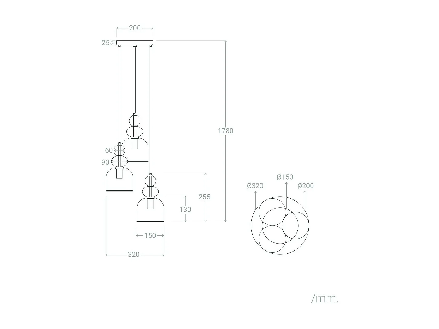 Lampada a Sospensione Metallo e Vetro Tri Baudelaire Verde